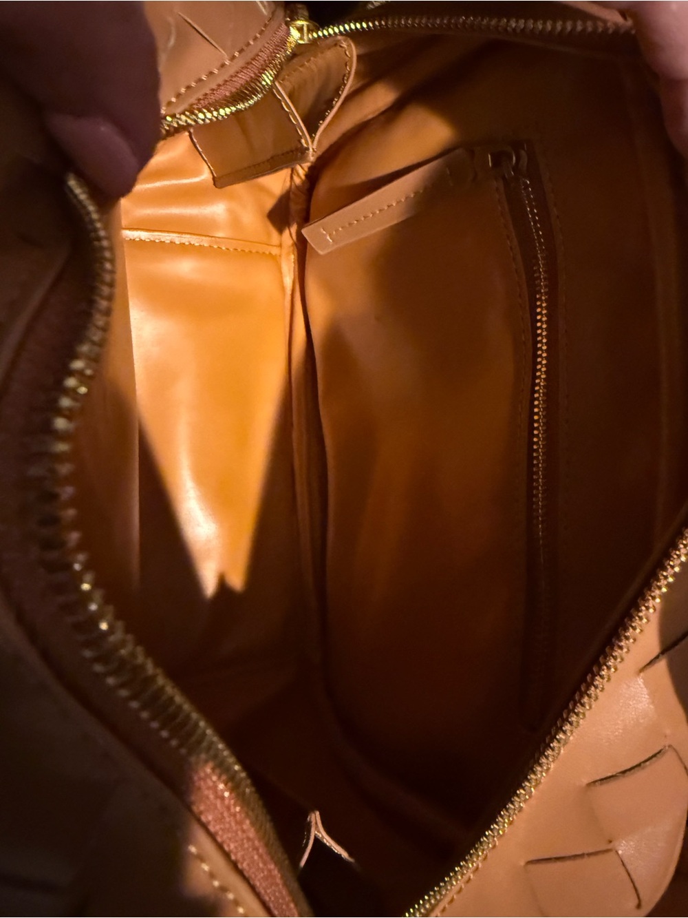 Woven Leather Top-Handle Satchel in Tan - Picture 5 of 6